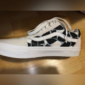 Mosaic vans shoes, suede, blue, black and white